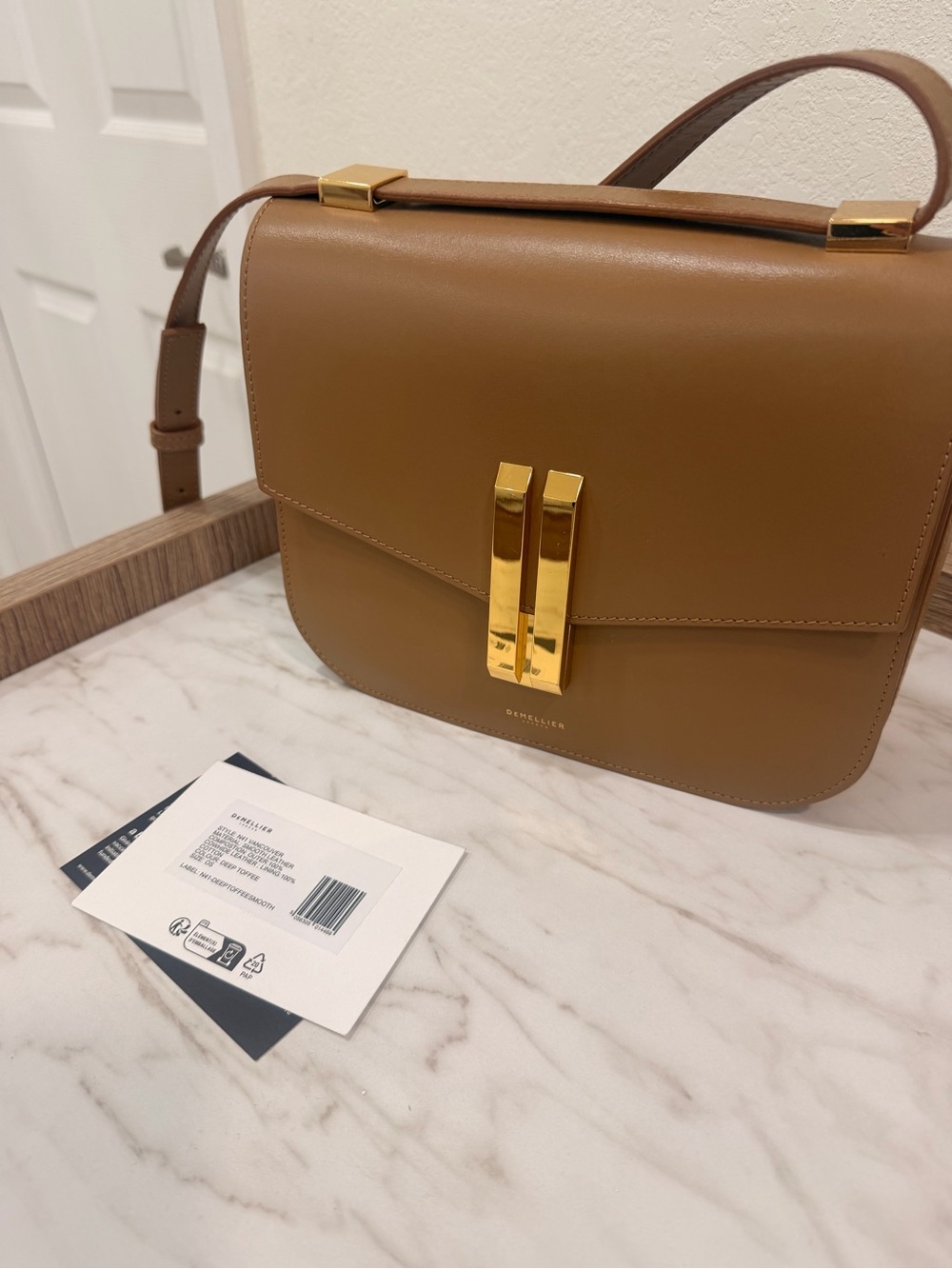 DeMellier London Deep Toffee Shoulder Bag with Gold Hardware